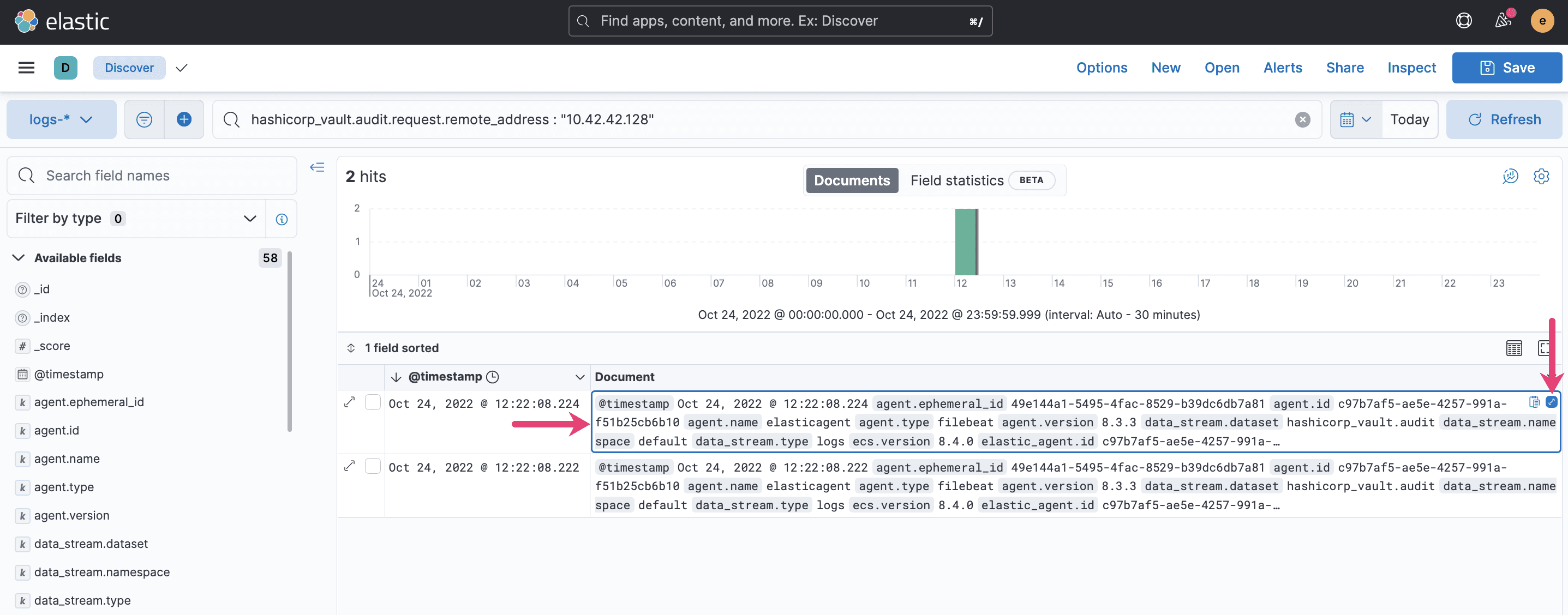 Elastic Discover query